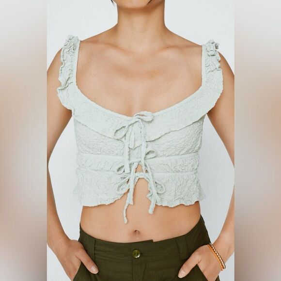 NWT RSQ ruffle tie textured crop tank size Medium - Picture 1 of 6